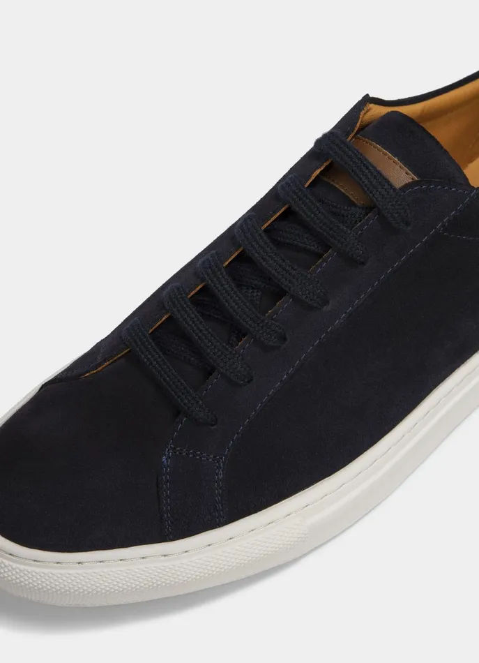 Men Trainers Faonnable TwoTone Suede Trainers Marine Blue