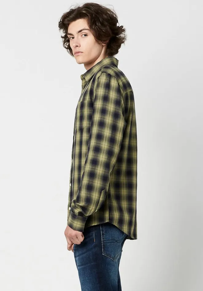 Men Twill Sonb Green Plaid Shirt Ultra Green Buffalo David Bitton Shirts