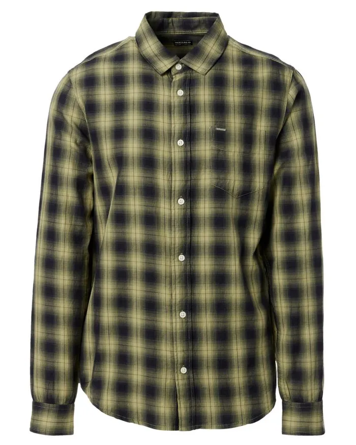 Men Twill Sonb Green Plaid Shirt Ultra Green Buffalo David Bitton Shirts