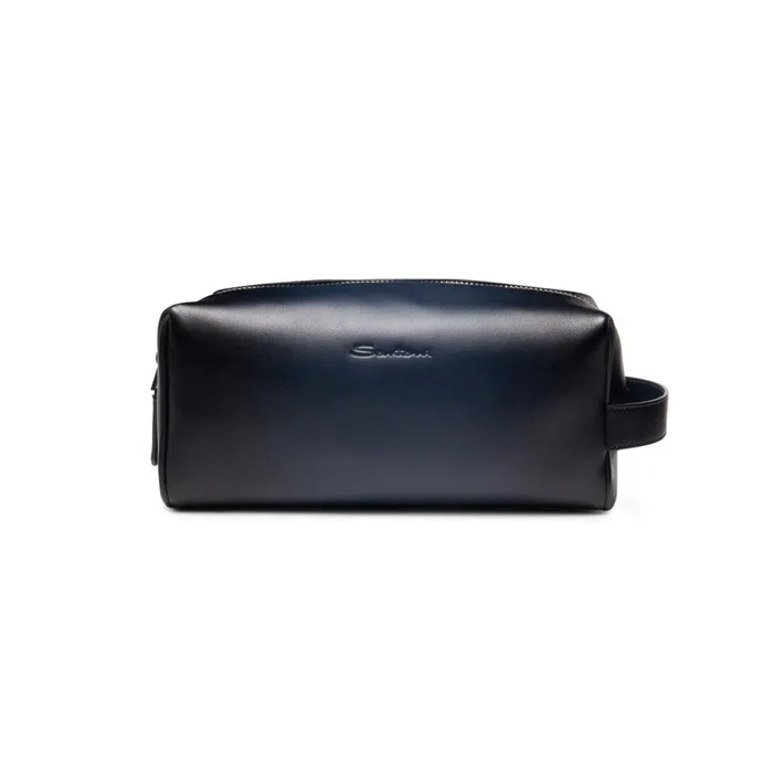 MenWomen Blue Leather Pouch Santoni Small Leather Goods