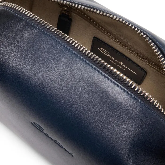 MenWomen Blue Leather Pouch Santoni Small Leather Goods