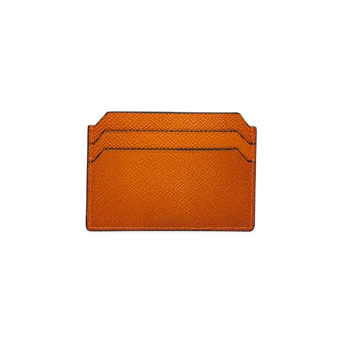 MenWomen Orange Saffiano Leather Credit Card Holder Santoni Small Leather Goods