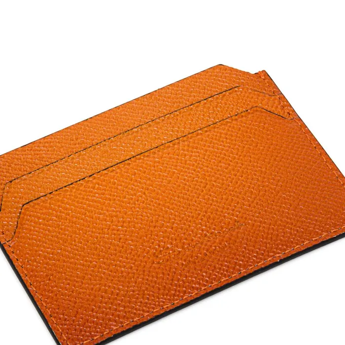 MenWomen Orange Saffiano Leather Credit Card Holder Santoni Small Leather Goods