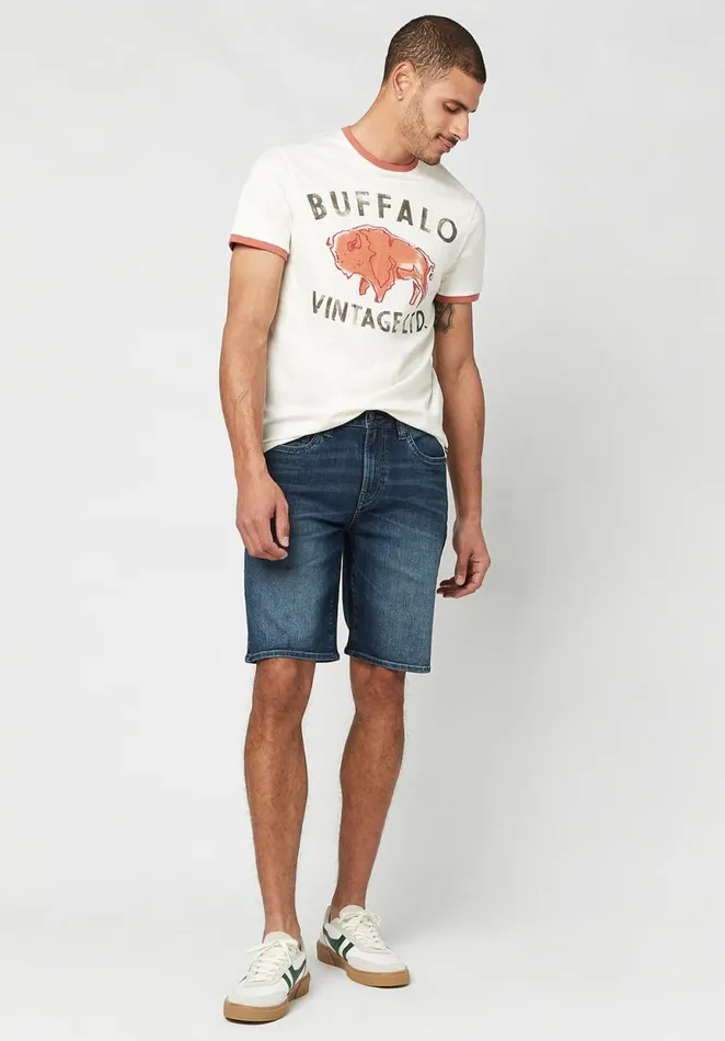 Men Worn Indigo Relaxed Straight Dean Shorts Indigo Buffalo David Bitton Shorts