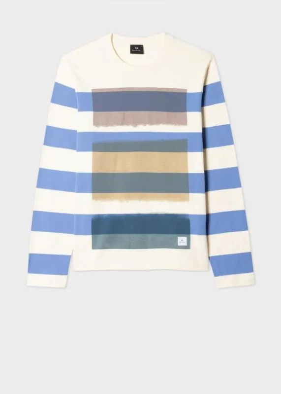 Mens Faded Stripe CottonBlend Crew Neck Sweater Paul Smith Sweaters