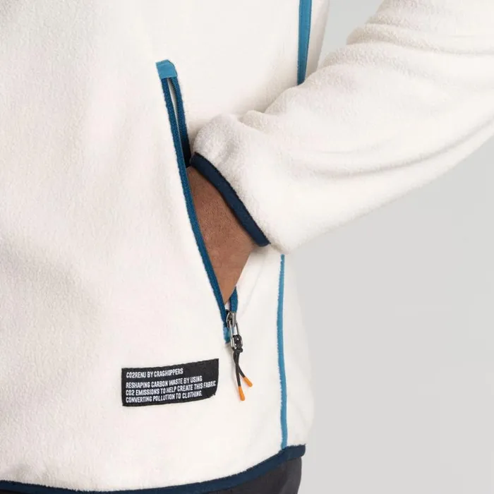 Mens Half Zip Fleece Craghoppers CO2 Renu Half Zip Fleece Ecru Tourmaline Blue Mens Half Zip Fleece Craghoppers CO2 Renu Half Zip Fleece Ecru Tourmaline Blue