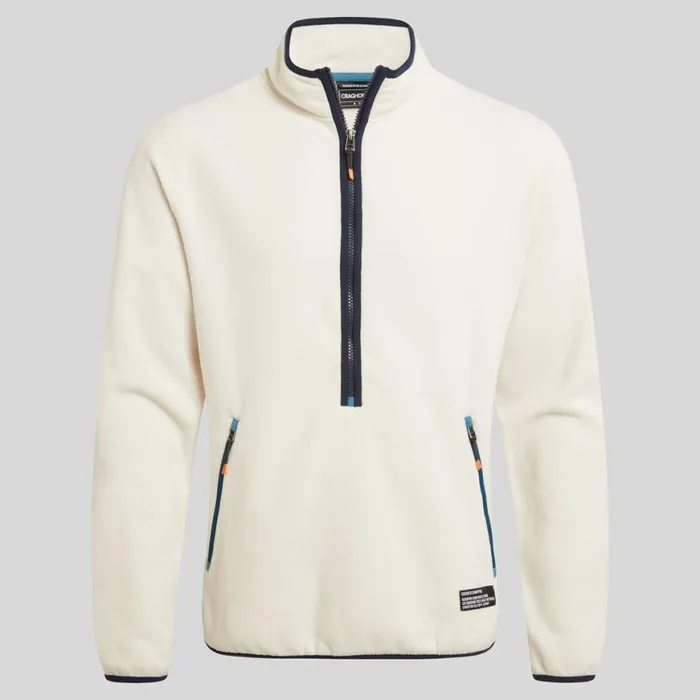 Mens Half Zip Fleece Craghoppers CO2 Renu Half Zip Fleece Ecru Tourmaline Blue Mens Half Zip Fleece Craghoppers CO2 Renu Half Zip Fleece Ecru Tourmaline Blue