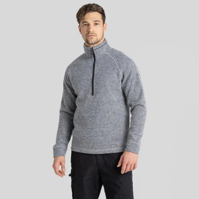 Mens Half Zip Fleece Craghoppers Rubeus Half Zip Fleece Soft Grey Marl Black Pepper