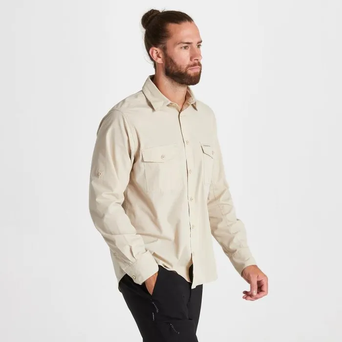 Mens Long Sleeve Craghoppers Kiwi Long Sleeved Shirt Oatmeal