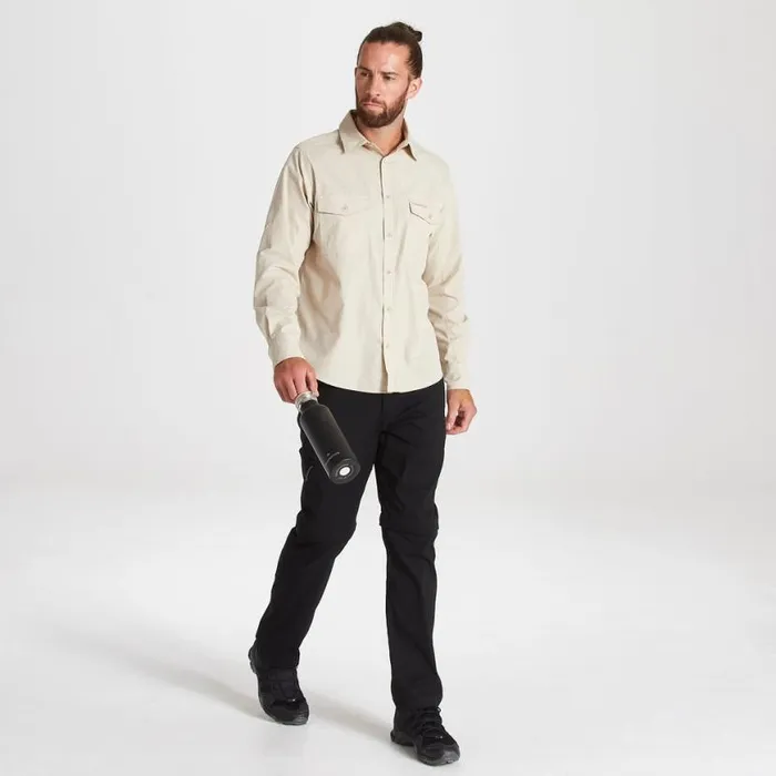 Mens Long Sleeve Craghoppers Kiwi Long Sleeved Shirt Oatmeal Mens Long Sleeve Craghoppers Kiwi Long Sleeved Shirt Oatmeal
