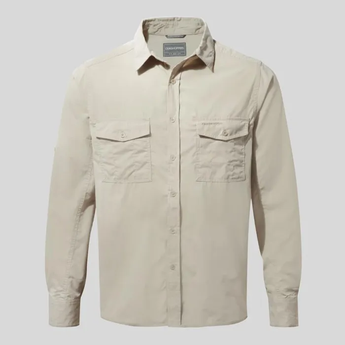 Mens Long Sleeve Craghoppers Kiwi Long Sleeved Shirt Oatmeal Mens Long Sleeve Craghoppers Kiwi Long Sleeved Shirt Oatmeal