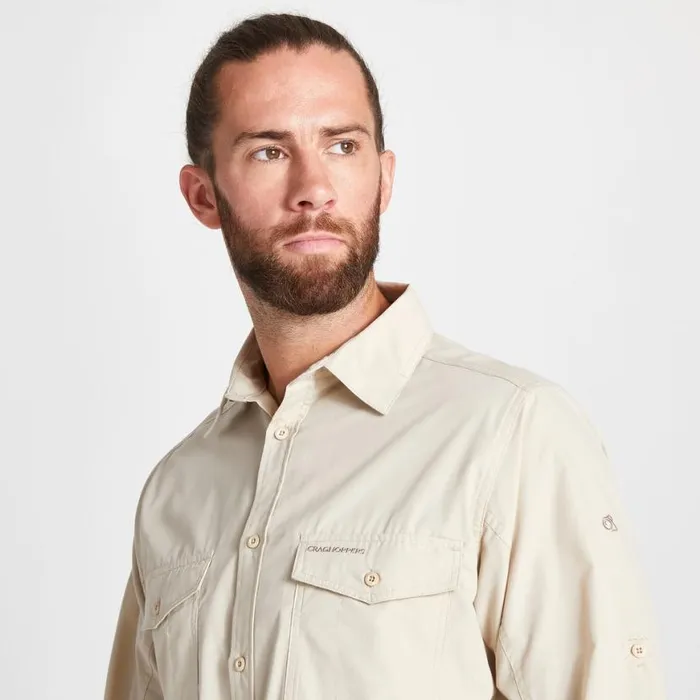 Mens Long Sleeve Craghoppers Kiwi Long Sleeved Shirt Oatmeal Mens Long Sleeve Craghoppers Kiwi Long Sleeved Shirt Oatmeal