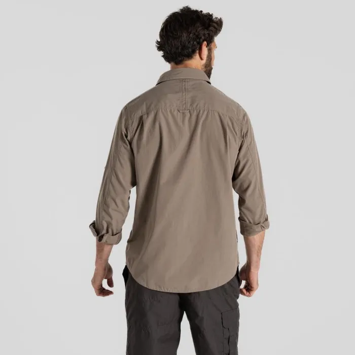 Mens Long Sleeve Craghoppers Kiwi Long Sleeved Shirt Pebble Mens Long Sleeve Craghoppers Kiwi Long Sleeved Shirt Pebble