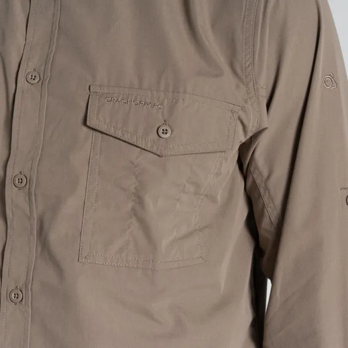 Mens Long Sleeve Craghoppers Kiwi Long Sleeved Shirt Pebble Mens Long Sleeve Craghoppers Kiwi Long Sleeved Shirt Pebble