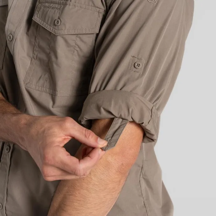 Mens Long Sleeve Craghoppers Kiwi Long Sleeved Shirt Pebble Mens Long Sleeve Craghoppers Kiwi Long Sleeved Shirt Pebble