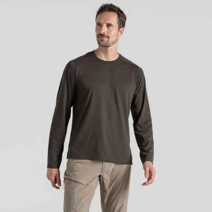 Mens Long Sleeve Craghoppers Nosilife Abel Long Sleeved TShirt Woodland Green
