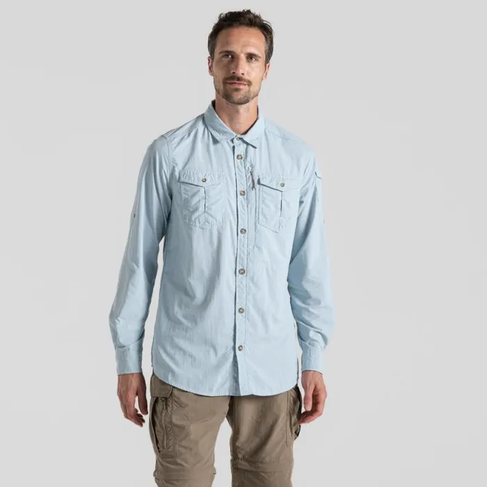 Mens Long Sleeve Craghoppers NosiLife Adventure Long Sleeved Shirt III Niagara Blue Mens Long Sleeve Craghoppers NosiLife Adventure Long Sleeved Shirt III Niagara Blue