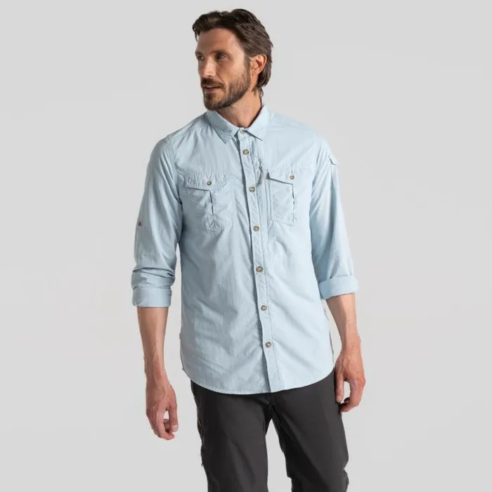 Mens Long Sleeve Craghoppers NosiLife Adventure Long Sleeved Shirt III Niagara Blue Mens Long Sleeve Craghoppers NosiLife Adventure Long Sleeved Shirt III Niagara Blue