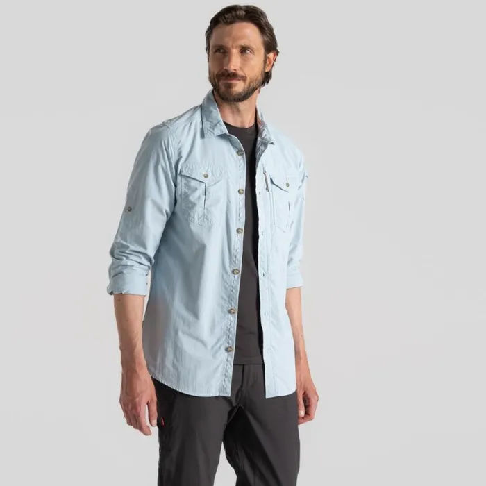 Mens Long Sleeve Craghoppers NosiLife Adventure Long Sleeved Shirt III Niagara Blue Mens Long Sleeve Craghoppers NosiLife Adventure Long Sleeved Shirt III Niagara Blue