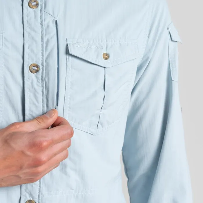 Mens Long Sleeve Craghoppers NosiLife Adventure Long Sleeved Shirt III Niagara Blue Mens Long Sleeve Craghoppers NosiLife Adventure Long Sleeved Shirt III Niagara Blue