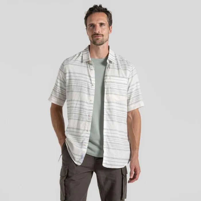 Mens Short Sleeve Craghoppers Cartwright Short Sleeved Shirt Lichen Green Stripe Mens Short Sleeve Craghoppers Cartwright Short Sleeved Shirt Lichen Green Stripe