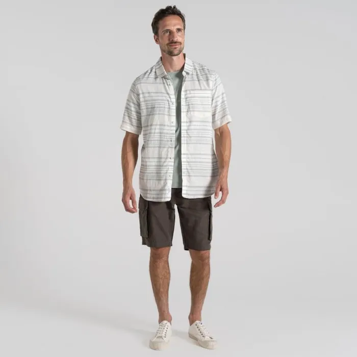 Mens Short Sleeve Craghoppers Cartwright Short Sleeved Shirt Lichen Green Stripe Mens Short Sleeve Craghoppers Cartwright Short Sleeved Shirt Lichen Green Stripe