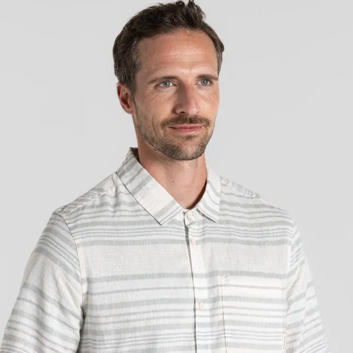 Mens Short Sleeve Craghoppers Cartwright Short Sleeved Shirt Lichen Green Stripe Mens Short Sleeve Craghoppers Cartwright Short Sleeved Shirt Lichen Green Stripe