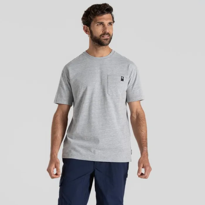 Mens Short Sleeve Craghoppers Wakefield Pocket Workwear TShirt Soft Grey Marl