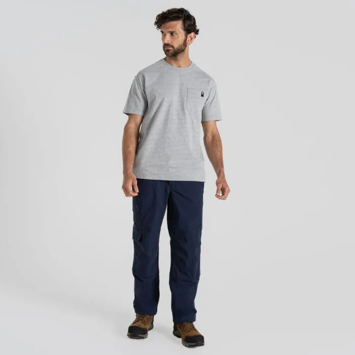 Mens Short Sleeve Craghoppers Wakefield Pocket Workwear TShirt Soft Grey Marl Mens Short Sleeve Craghoppers Wakefield Pocket Workwear TShirt Soft Grey Marl