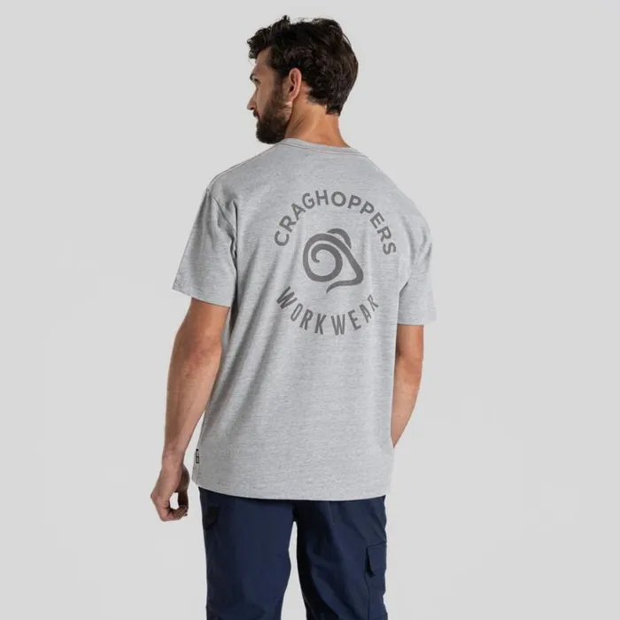 Mens Short Sleeve Craghoppers Wakefield Pocket Workwear TShirt Soft Grey Marl Mens Short Sleeve Craghoppers Wakefield Pocket Workwear TShirt Soft Grey Marl