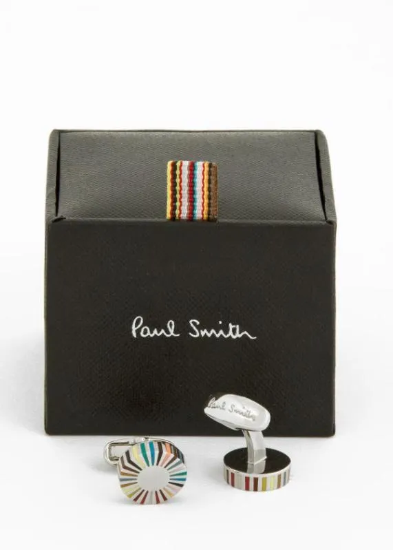 Mens Stripe Edge Circular Cufflinks Paul Smith Cufflinks