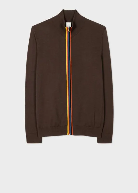 Mens Washable Wool 039Artist Stripe039 Zip Cardigan Paul Smith Sweaters