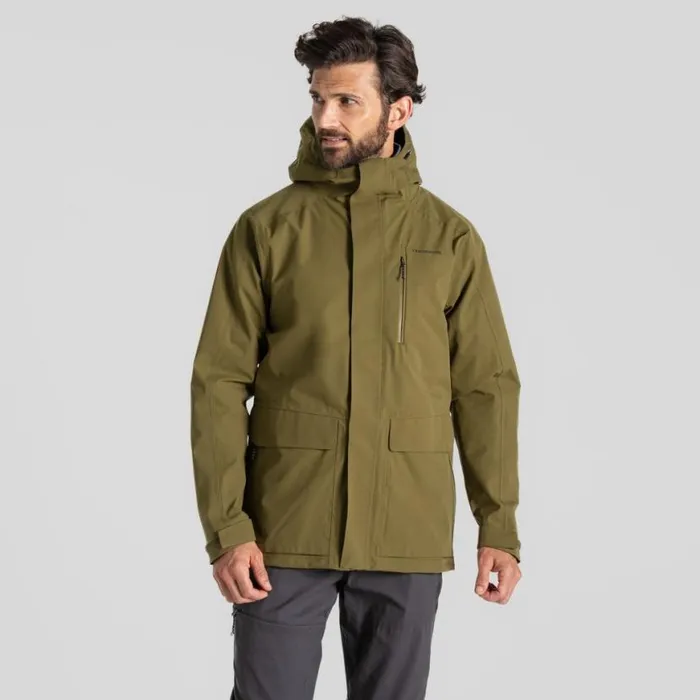 Mens Waterproof Jackets Craghoppers Lorton Stretch Waterproof Jacket Picholine Green