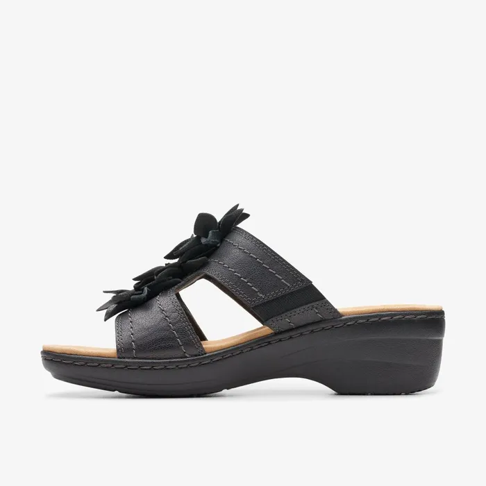 Merliah Raelyn Black Leather Women Clarks Sandals and Flip Flops