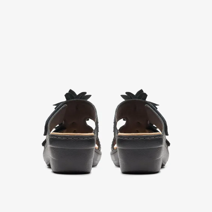 Merliah Raelyn Black Leather Women Clarks Sandals and Flip Flops