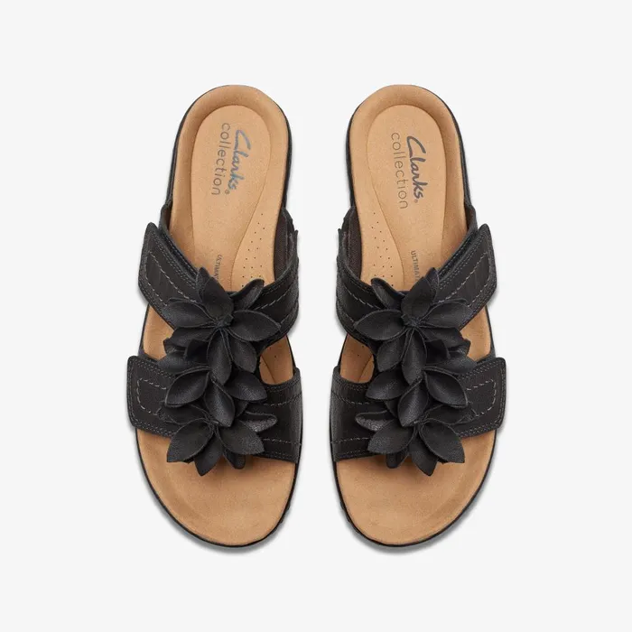 Merliah Raelyn Black Leather Women Clarks Sandals and Flip Flops