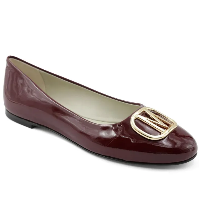 Mimi Signature Leather Ballet Flat 8211 Bordeaux Patent Women Bruno Magli Flats and Loafers