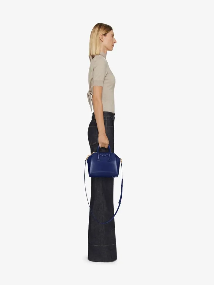 Mini Antigona Bag In Box Leather Petrol Blue Women Givenchy Crossbody Bags