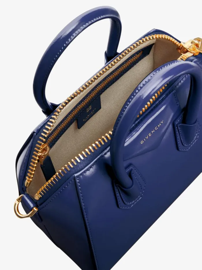 Mini Antigona Bag In Box Leather Petrol Blue Women Givenchy Crossbody Bags