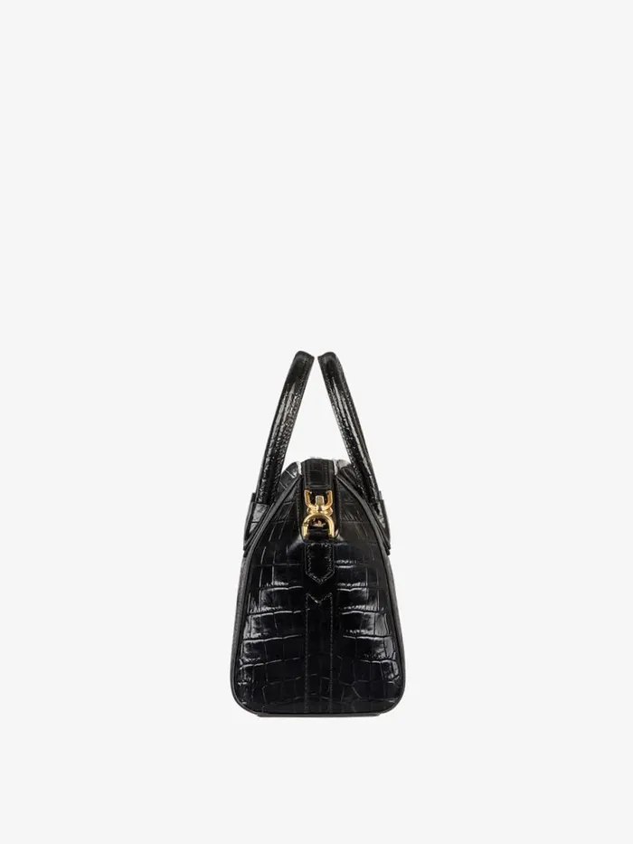 Mini Antigona Bag In Crocodile Effect Leather Black Women Givenchy Crossbody Bags