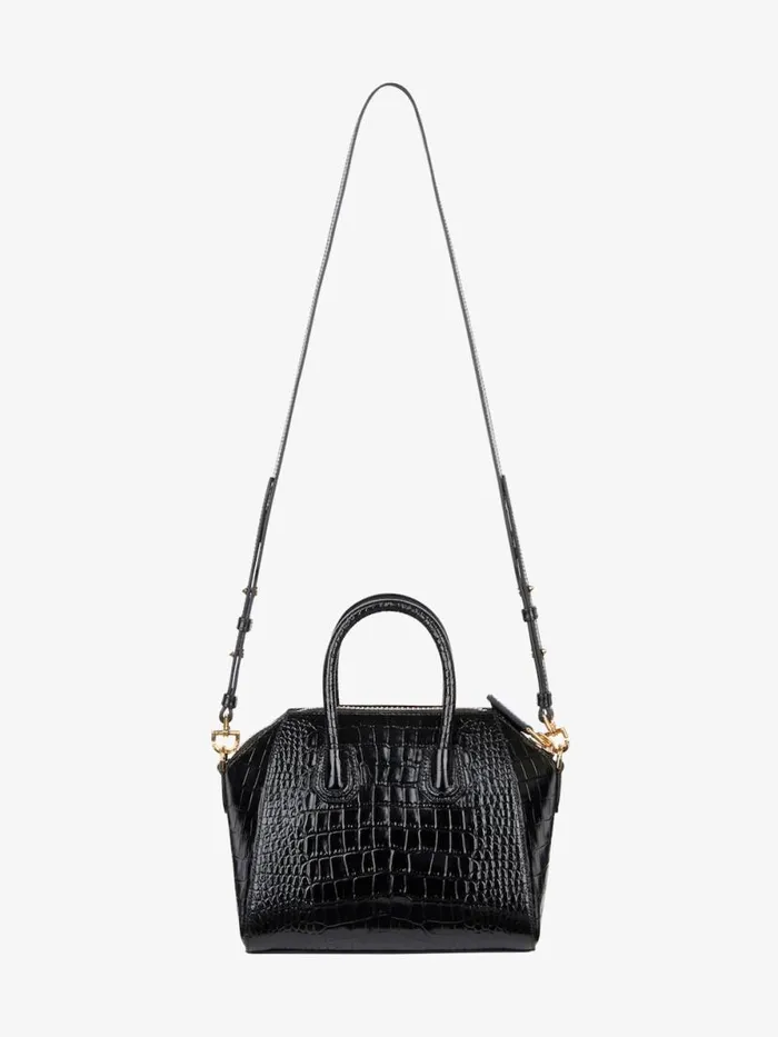 Mini Antigona Bag In Crocodile Effect Leather Black Women Givenchy Crossbody Bags