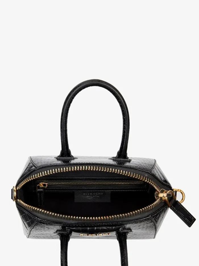 Mini Antigona Bag In Crocodile Effect Leather Black Women Givenchy Crossbody Bags