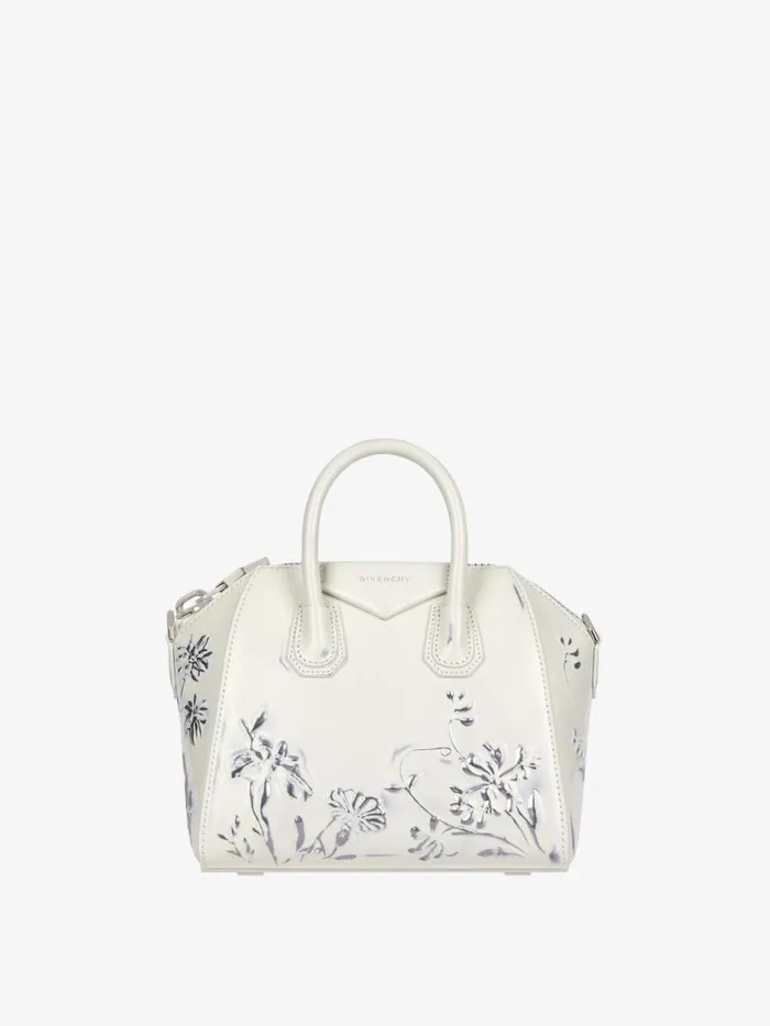 Mini Antigona Bag In Leather With Floral Pattern Ivory Women Givenchy Crossbody Bags Mini Antigona Bag In Leather With Floral Pattern Ivory Women Givenchy Crossbody Bags