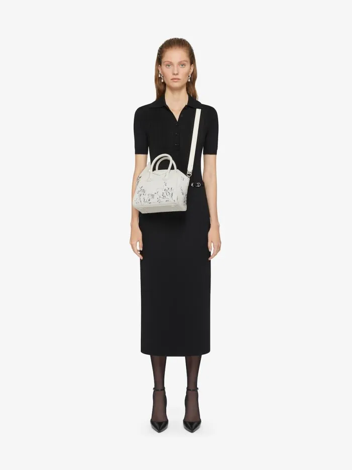 Mini Antigona Bag In Leather With Floral Pattern Ivory Women Givenchy Crossbody Bags