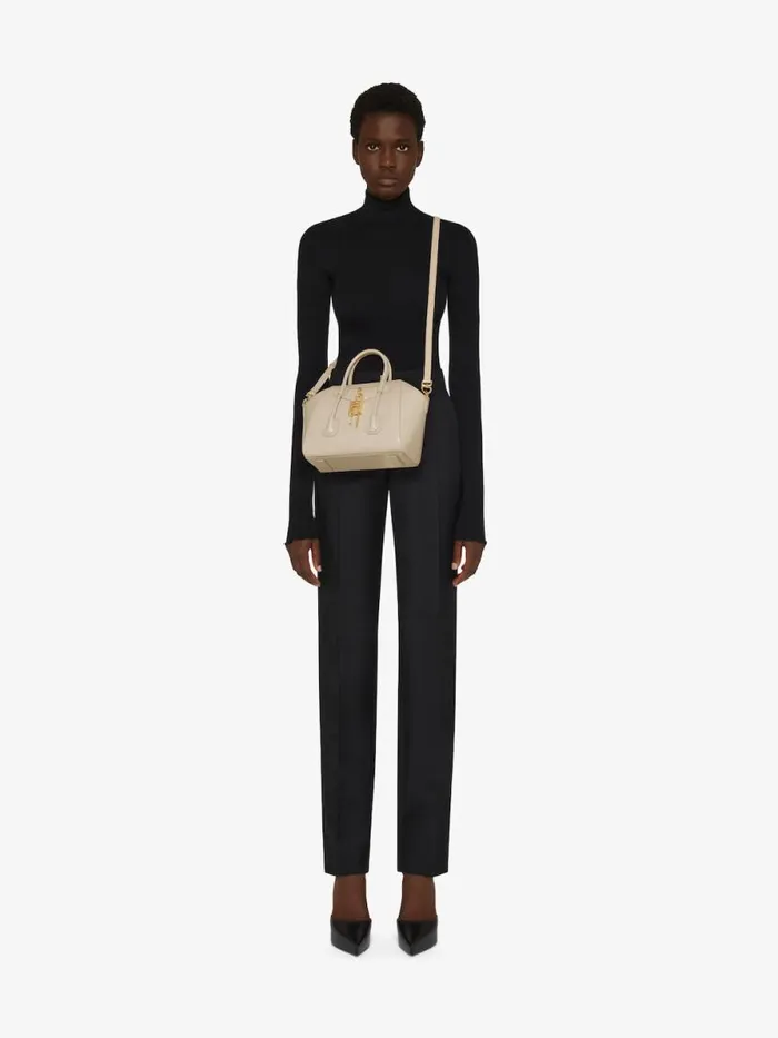 Mini Antigona Lock Bag In Box Leather Natural Beige Women Givenchy Crossbody Bags