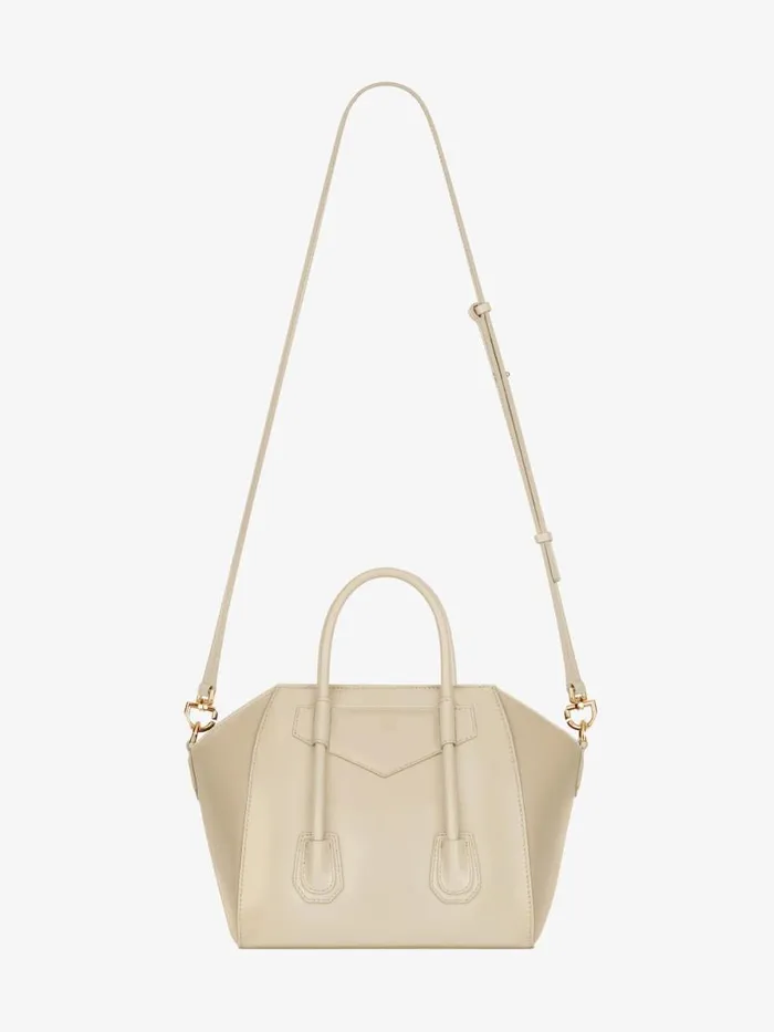 Mini Antigona Lock Bag In Box Leather Natural Beige Women Givenchy Crossbody Bags