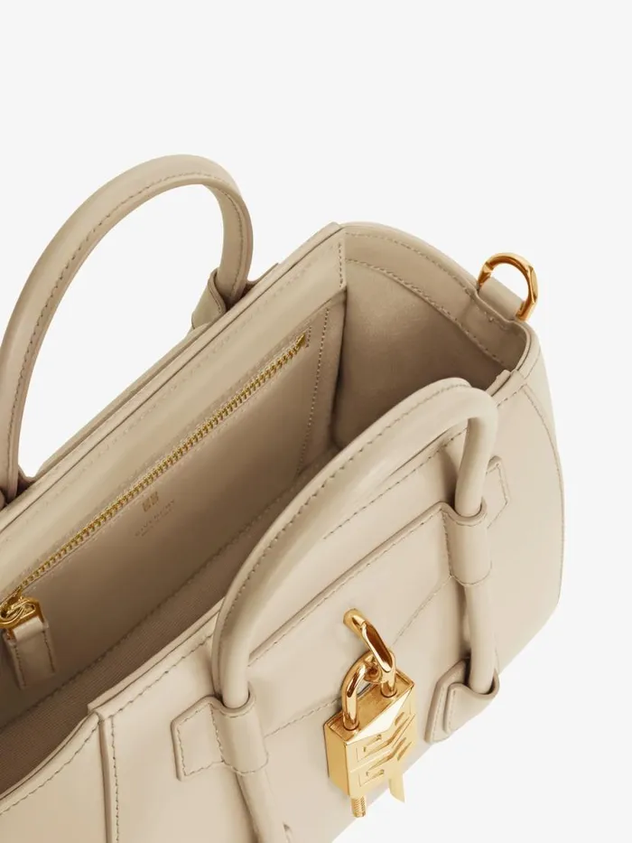 Mini Antigona Lock Bag In Box Leather Natural Beige Women Givenchy Crossbody Bags