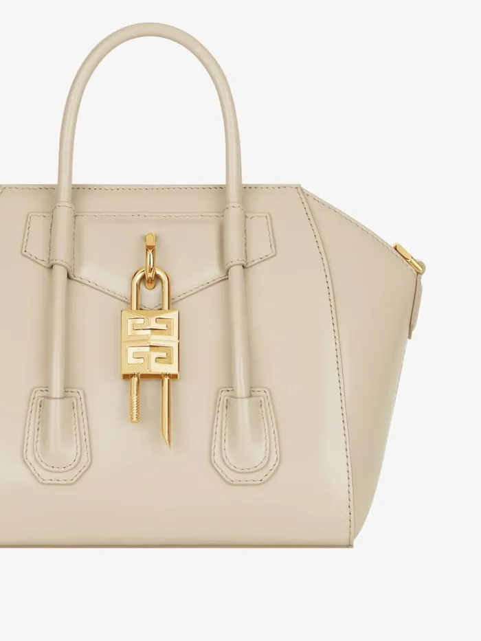 Mini Antigona Lock Bag In Box Leather Natural Beige Women Givenchy Crossbody Bags