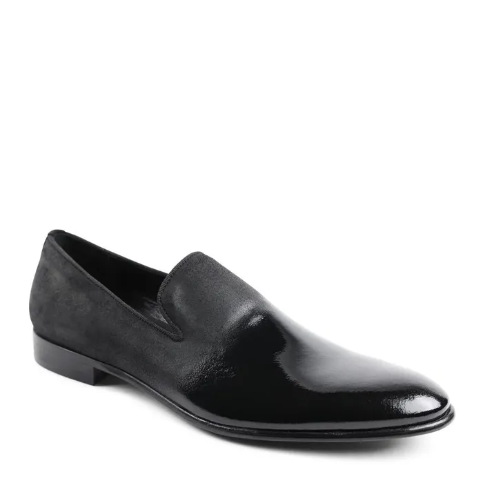 Monet ALine Patent Suede Smoking Slipper 8211 Black Men Bruno Magli Loafers and Slipons