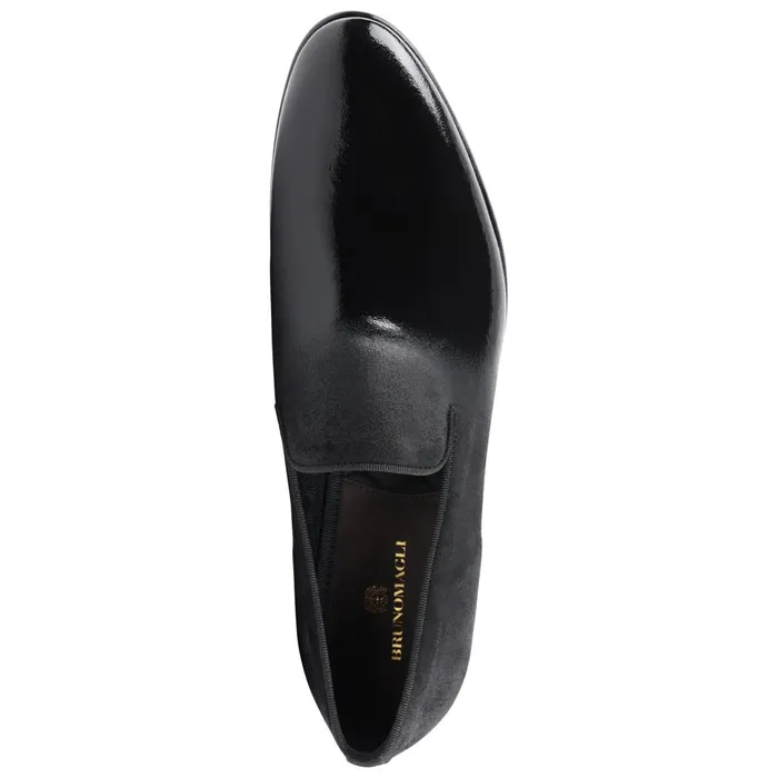 Monet ALine Patent Suede Smoking Slipper 8211 Black Men Bruno Magli Loafers and Slipons